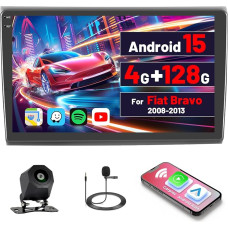 [4G + 128G] Inefala Android 15 Car Radio for Fiat Bravo 2008-2013 with Wireless Carplay Android, 9 Inch Touchscreen Radio with GPS WiFi RDS/FM Bluetooth EQ SWC Reversing Camera Mic | 4G+128G,9 Zoll In-Cell TouchScreen mit CarPlay & Android Auto,Navi,GPS,W