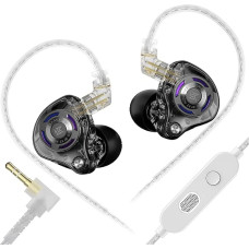 LINSOUL KZ „Gale“ ausinės, IEM su superlinijiniu dinaminiu garsiakalbiu, itin greitai reaguojančios žemų dažnių Hi-Fi žaidimų ausinės su įleistu 2-pin kabeliu, skirtos audiofilams (su 3,5 mm mikrofonu, juodos spalvos)