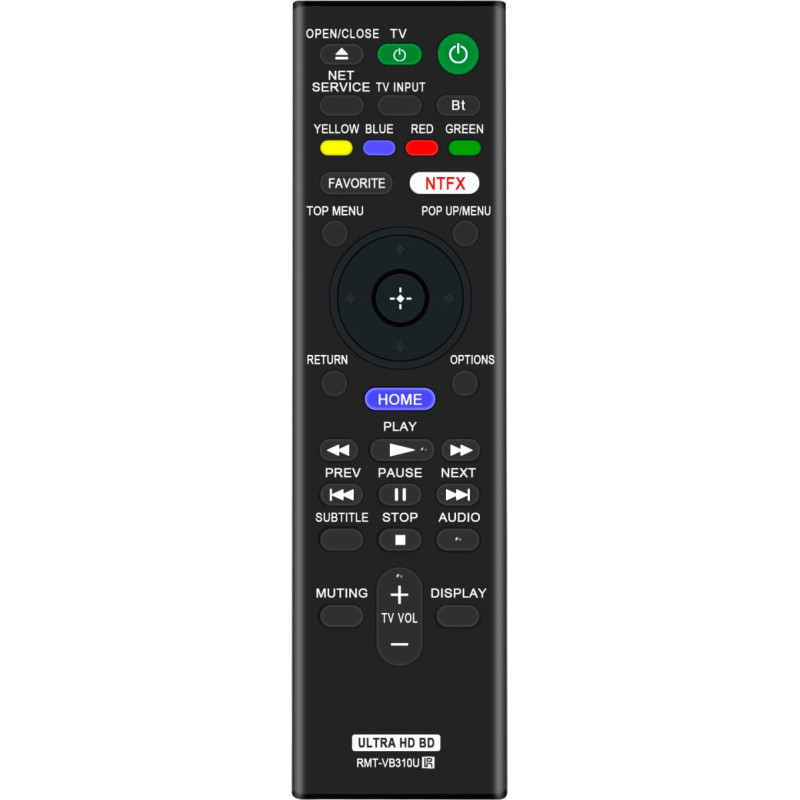 RMT-VB310U „VINABTY“ infraraudonųjų spindulių pakaitinis nuotolinio valdymo pultas, skirtas „Sony“ „Blu-Ray“ DVD grotuvams UBP-X800M2, UBP-X1000ES, UBP-X800, UBP-UX80 | UBP-UX80, UBP-X800M2, UBP-X1000ES, pakaitinis modelis RMT-VB310E