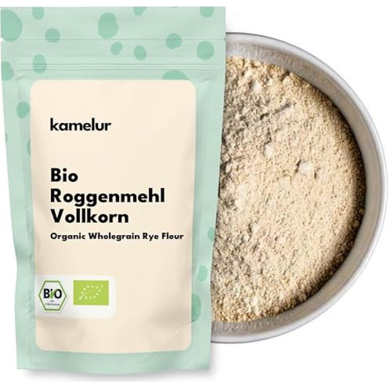 Kamelur Organic wholemeal rye flour (500 g) - ideal for wholemeal rye breads, sourdough breads and mixed breads