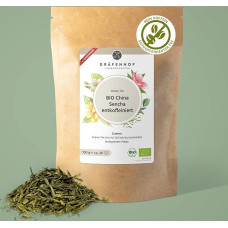 Gräfenhof China Sencha (entkoffeiniert) Grüner Tee Bio, 100g loser Tee aus 100% Grüner Tee Sencha, entkoffeiniert, ohne künstliche Zusatzstoffe, Premium Qualität, in DE abgefüllt