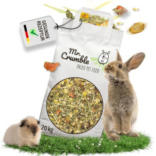 „Mr. Crumble“ triušių pašaras, 20 kg – be kviečių, be granulių – traškus muslis su žolelėmis ir daržovėmis – didelis žaliųjų skaidulų kiekis