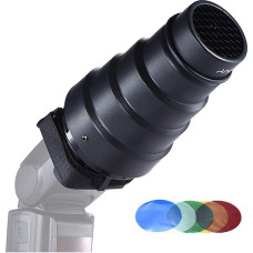 Andoer Conical Snoot with 50° Gird 5 Color Gel for YONGNUO Godox Canon Nikon Neewer Meike Vivitar On-camera Flash Speedlite Speedlight