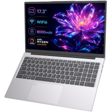 Molegar 2026 Laptop 17 Inch with German Keyboard Film, Long Battery Life, AMD Ryzen 3, 8GB DDR4 512GB SSD, Illuminated Keyboard Fingerprint, WiFi 6 BT5.2 Type-C Portable for Office & Study