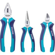 „Eclipse Professional Tools“ PLIER3PS 3 dalių replių rinkinys – kombinuotos, šoninės ir plokščiosios replės, indukciniu būdu grūdinti pjovimo kraštai ir ergonomiškos rankenos, skirtos šildymo, vėdinimo ir oro kondicionavimo sistemoms, elektros darbams bei