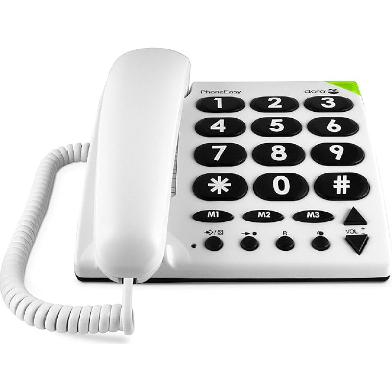 Doro 3891 PhoneEasy 311c Corded Large Button Telephone with Optical Call Signalling White