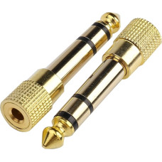 Profesionalus 6,35 mm (1/4 colio) kištukas į 3,5 mm (1/8 colio) lizdą, paauksuotas TRS AUX stereo garso ausinių lizdo adapteris-konverteris-jungtis (2 vnt. rinkinys)