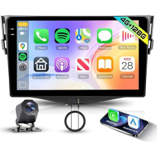 Hodozzy 4GB + 128GB Android Car Radio for Toyota RAV4 2007-2012 with Carplay Wireless Android Car, 9 Inch InCell Touchscreen 2 DIN Car Radio with GPS Navigation Bluetooth DSP WiFi Radio FM RDS, Rear View Camera