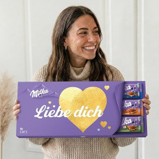 „Mega Milka Love Theme“ dovanų rinkinys XXL – „Mega Milka Love You“ šokoladas su romantišku dizainu, teminis „Milka“ šokoladas, puikiai tinkantis gimtadieniui ir Kalėdoms