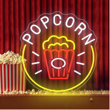 Popkorno neono ženklas Popkorno LED neono šviesa Užkandžių baras Maisto prekių parduotuvė Sienų dekoras Menas LED kino maisto šviesa Reguliuojamo ryškumo popkorno neono logotipas virtuvei, kino kambariui, namams
