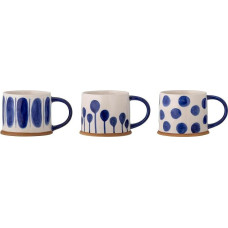 „Bloomingville Creative Collection“ puodelis „Linora“, puodelis, mėlynas, akmens masės, skersmuo 11 x aukštis 8,5 cm, 3 vnt. rinkinys, 450 ml
