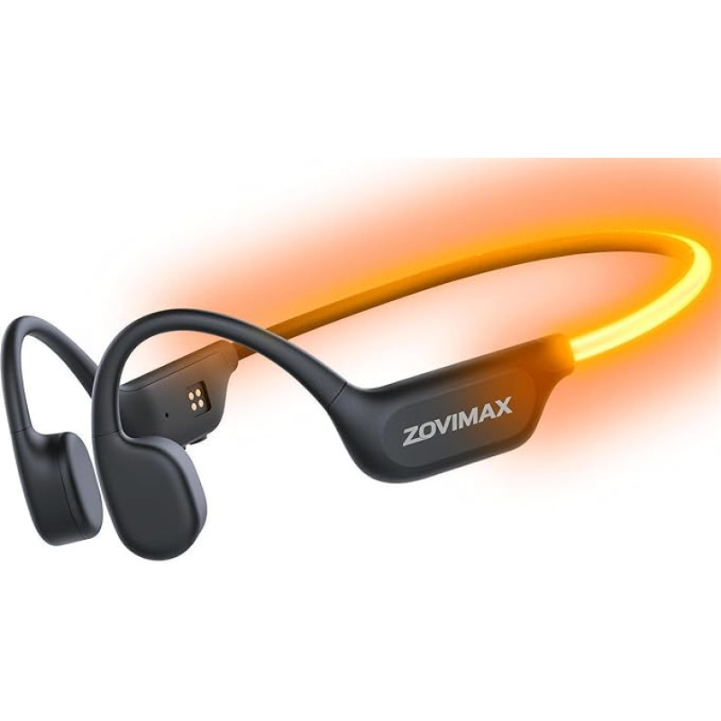 „Bone Sound“ „Bluetooth 6.0“ ausinės su LED saugos lempute – juodos spalvos