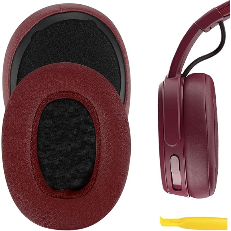 Geekria QuickFit Replacement Ear Pads for Skullcandy Venue Wireless ANC Headphones Earpads Repair Parts (Dark Red)