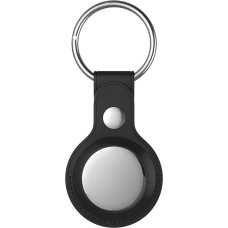 Snakehive Keychain Holder Compatible with Apple AirTag - Genuine Handmade Leather Holder for AirTag - Air Tag GPS Tracker Case - Find Your Keys, Bags, Suitcase (Black)