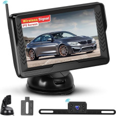 Hikity Wireless Digital Reversing Camera Set, 5 Inch Monitor, IP69 Waterproof Car Reversing Camera, Radio, AHD 1080P Night Vision, 145° Wide Angle Reversing Camera for SUV, Motorhome, Trailer, Van