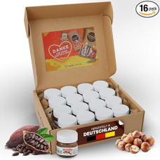 Genussleben Box of 16 mini glasses, 25 g each, bread spread, hazelnut cream from the market leader for office, family, camping, camping or on the go.