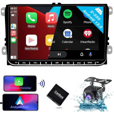 SEMAITU Android CarPlay Car Radio for VW Golf 5 6 Passat Polo Skoda Tiguan Seat 9 Inch Touchscreen Car Radio with GPS Navigation WiFi BT USB FM RDS DSP EQ Radio Reversing Camera 2GB + 32GB -TH0029