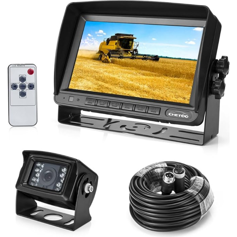 Chetoo Reversing Camera 18 IR LED Waterproof Reversing System Camera + 7 Inch TFT LCD Car Monitor (Two Holders)