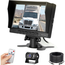 [AHD 1080P] Rear View Camera, 7 Inch Monitor, Night Vision, DIY Grid Lines, IP69 Waterproof Camera, Wide Angle, for Truck/Trailer/Bus/Van/Agriculture/Heavy Transport