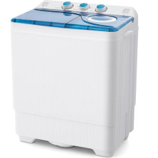 GOPLUS Top Loader Washing Machine 6.5 kg, Washing Machine with 2 Chambers, Timer Function, Washing Machine with 2 kg Spin Capacity, Includes Drain Pump, for Small Homes (Blue)