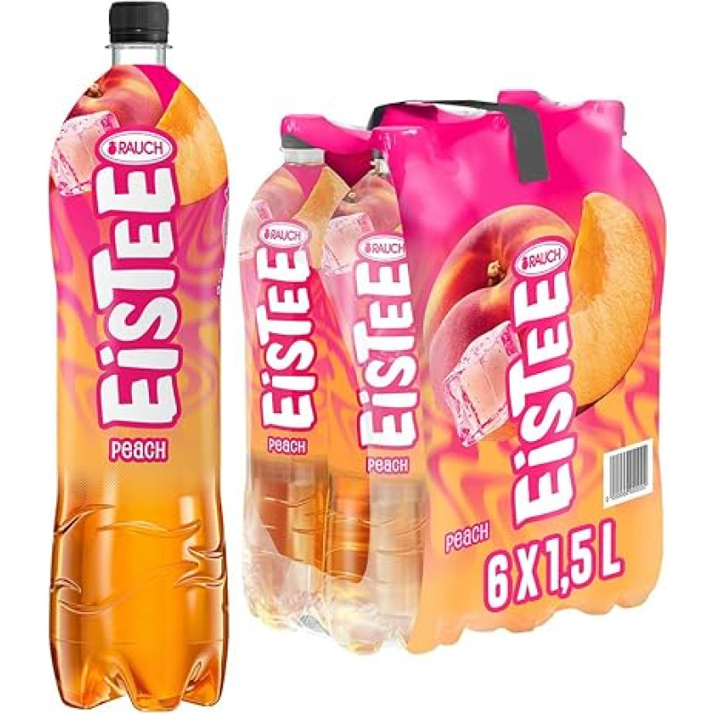 Rauch Iced Tea Peach | Ice Tea Par Excellence with Rose Hip | Ideal for Tea Drinkers | Irresistible Thirst Quencher | Drink in 6 x 1.5 Litre PET Bottles