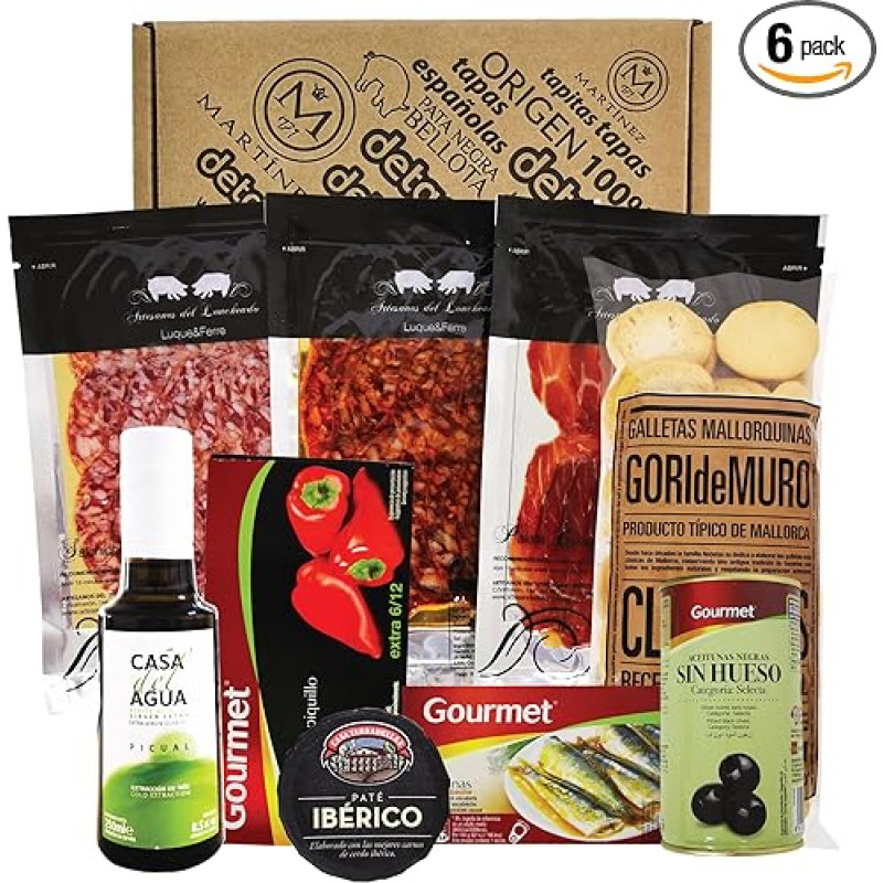 Spanish Gifts, Serrano Ham, Pata Negra Chorizo, Pata Negra Salami, Sardines, Olives, Gift Set
