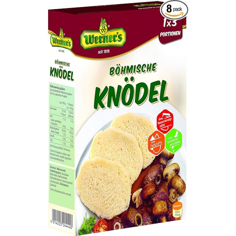 Werner´s Bohemian Dumplings 3 Servings, 8 Packs per Box, No Preservatives and Dyes, No Flavour Enhancers