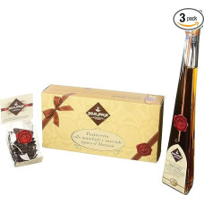 Geschenkkorb mit gemischtem Gebäck mit Mandeln 400g - Magenbitter 20cl - Pralinen aus Bitterschokolade 100g - in Geschenkverpackung - Weihnachts-Geschenkkorb, Geschenkidee