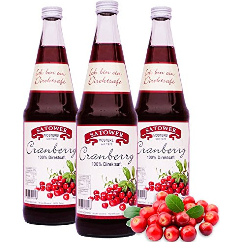 Satower 6 x 0.7 L Cranberry Juice (100% Direct Juice)