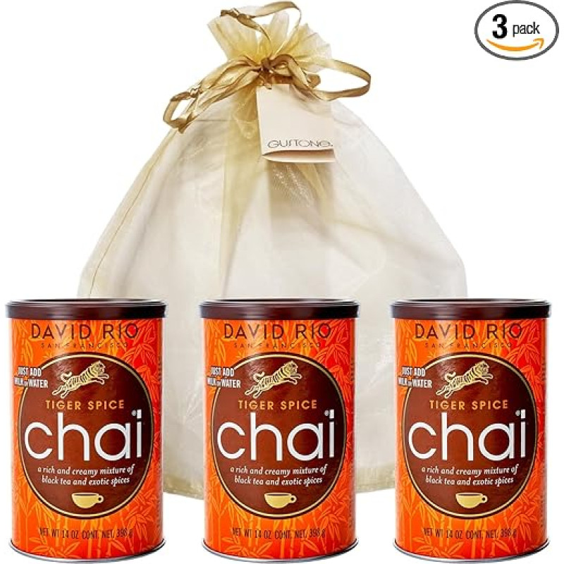 GUSTONE. David Rio Tiger Spice dovanų rinkinys 398 g skardinės Chai Latte (3)