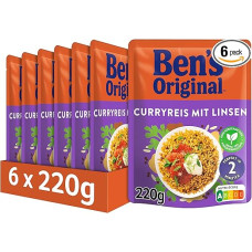 BEN'S ORIGINAL Express Rice, greiti ir lengvi kario ryžiai su lęšiais, 6 x 220 g, 6 pakuotės