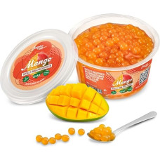 INSPIRE FOOD Burbulinės arbatos karoliukai Mango burbulinei arbatai | Popping Boba karoliukai, tapijokos vaisių karoliukai ir Boba karoliukai - 100 % veganiški ir be glitimo, be dirbtinių dažiklių, 450 g