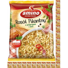 AMINO Suppe Brühe Würzig 57g - 22er Set | Blitzschnelle Suppe mit Pfeffer, Chili und Ingwer | Intensiver Geschmack und Dicke Konsistenz | Wärmende Instantbrühe, Ideal zum Mittagessen oder Mittagessen