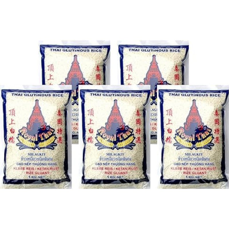 Royal Thai - Lipnūs ryžiai Lipnūs ryžiai - 5 vnt. (5 x 1 kg) - Original Thai