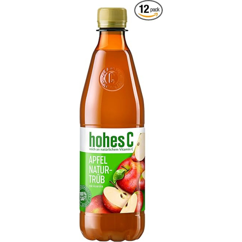 hohes C Apple Naturally Cloudy - 100% Juice, Pack of 12 (12 x 500 ml)
