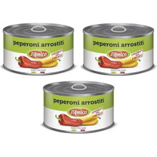 D'Amico Peperoni Arrostiti Interi e Spellati šviežiai apdorotos šviežios skrudintos paprikos, sveikos ir nuluptos, 400 g, pakuotė po 3 vnt.