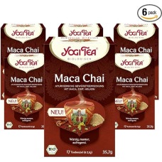 YOGI TEA, Maca Chai, Ayurvedic Organic Spice Tea and Herbal Tea, Organic, Chai Tea Bags, Mix of Maca, Cinnamon, Cloves, Yogi Tea Pack of 6, 6 x 17 Bags (102 Tea Bags Total), Ideal as a Gift