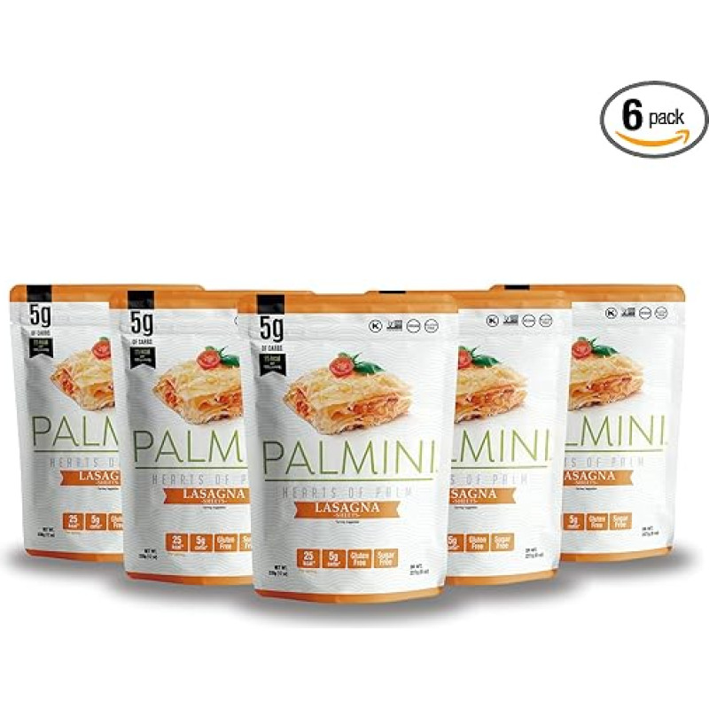 Palmini lazanija - spagečiai - palmių širdelės - mažai kalorijų - mažai angliavandenių - keto - veganiška | be GMO - be glitimo - be cukraus - 338g | (6 vnt.)