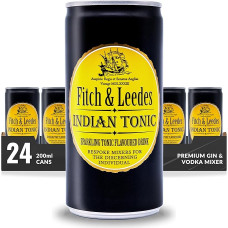 Fitch & Leedes Indian Tonic Water (24x200ml) / Erfrischendes Tonic Water / Südafrika / Toll zum Gin [würzig, spritzig, elegant] (Einweg Dosen Preis incl. 6,00 € / 24 x 0,25€ DPG Einwegpfand