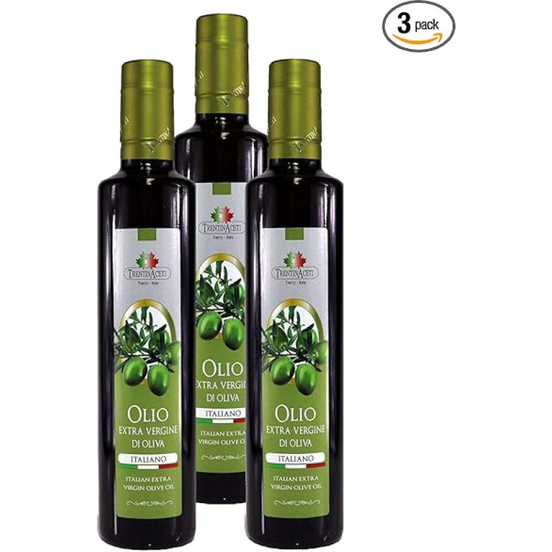 100% itališkas aukščiausios kokybės alyvuogių aliejus iš Italijos - 3 x 250 ml - Aukščiausios kokybės alyvuogių aliejus - TrentinAceti - šalto spaudimo