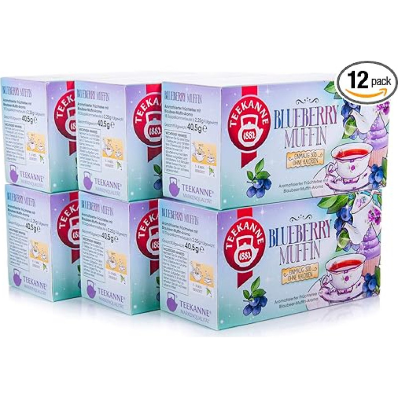 Teekanne Sweeteas Blueberry Muffin Flavour, Pack of 12 (12 x 18 Tea Bags)