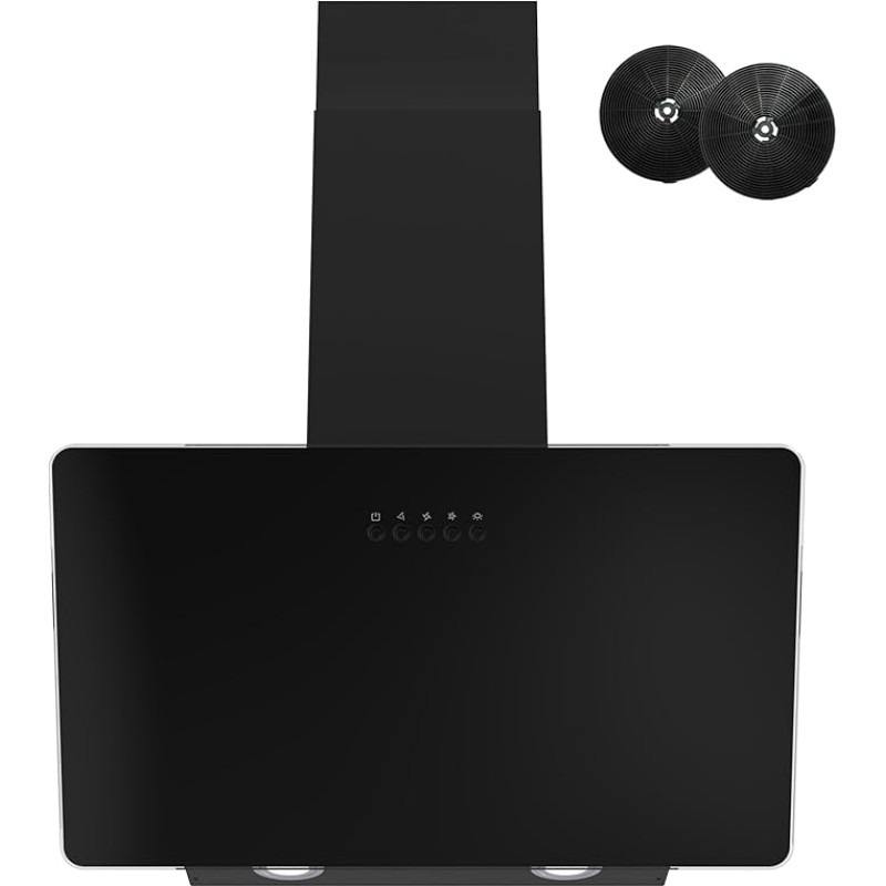 FIREGAS gartraukis 60 cm, ištraukiamasis/cirkuliacinis gartraukis su šviesos diodais, bešepetėlinis variklis, mažai triukšmo, galingas ištraukiamasis gartraukis, įstrižas gartraukis, A++ efektyvumo juodas