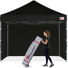Mastercanopy 3 x 3 m Pop Up Gazebo Folding Gazebo Marquee Party Tent with 4 Side Walls/Side Panels for Market, Garden, Yard, Black