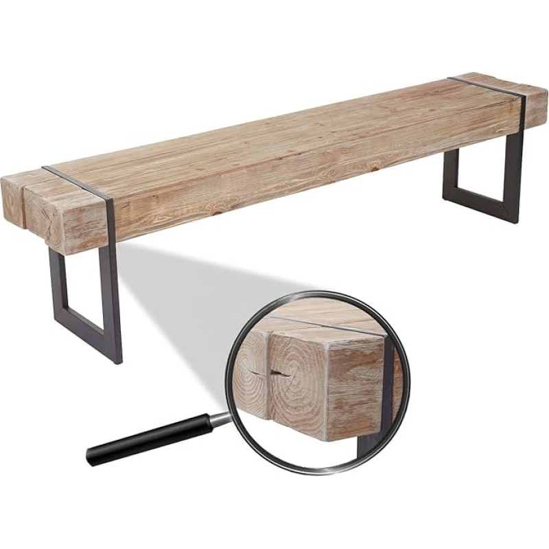 Mendler HWC-A15 Valgomojo suolas Rustic Solid Fir Wood MVG Certified Natural 180 cm