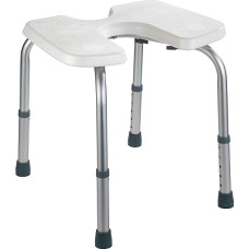 WENKO Secura Higieninė taburetė Reguliuojamo aukščio dušo taburetė su higienos išpjovomis Balta