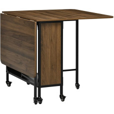 HOMCOM Folding Dining Table, Mobile Folding Table for 6 People, with Shelf, Kitchen Table for Small Spaces, Holds up to 50 kg, 130 x 80 x 74 cm, Light Brown