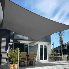 HENG FENG Stačiakampė saulės burė, 2,5 x 4 m, HDPE apsauga nuo saulės, apsauga nuo vėjo, kvėpuojanti ir apsauganti nuo UV spindulių, skirta balkonui, sodui, terasai, antracito spalvos