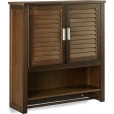 Relaxdays Hängeschrank dunkelbraun LAMELL, Badschrank mit Handtuchhalter, Wandschrank aus Bambus, HBT: 66 x 62 x 20 cm