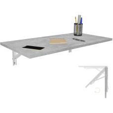 KDR Produktgestaltung Sieninis sulankstomas stalas Stalo stalviršis 80 x 40 cm, betono išvaizdos sulankstomas stalas Valgomasis stalas Virtuvės stalas prie sienos Baro stalas Baro stalas Sieninis stalas Sulankstomas stalas tvirtinimui prie sienos