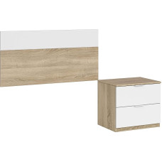 Habitdesign 017434 °F – Head and Nightstand, Headboard Finished In Canadian Oak and White Artik, Measures: 150 x 95 x 38 cm Deep